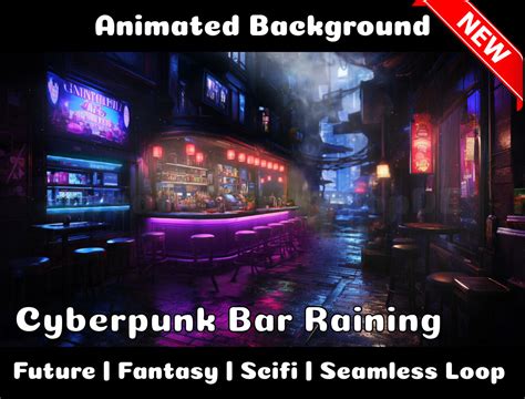 ANIMATED BACKGROUND Cyberpunk Bar Raining Fantasy Magical - Etsy