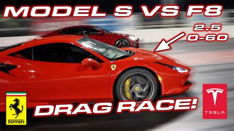 Ferrari F Vs Tesla Model S Performance Drag Race Dragtimes Drag