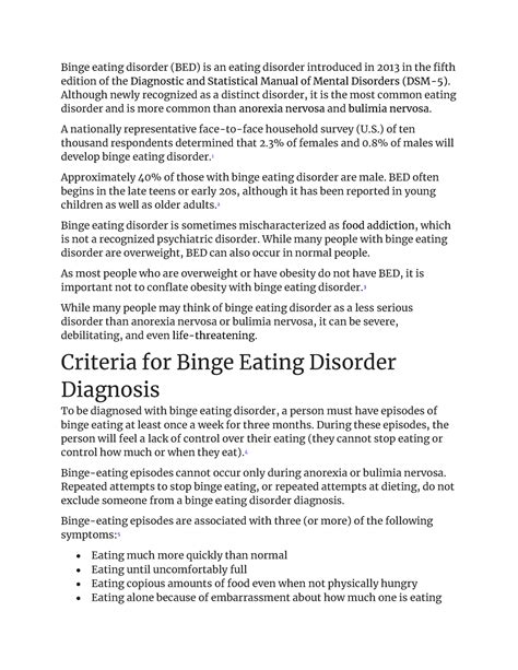 Binge Eating Disorder Lecture Notes Binge Eating Disorder BED Is