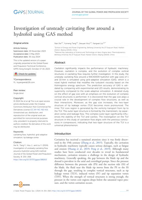 Pdf Investigation Of Unsteady Cavitating Flow Around A Hydrofoil