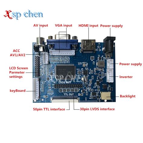 LCD Display TTL LVDS Controller Board HDMI VGA 2AV 50PIN For AT070TN90