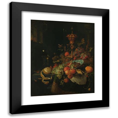 Abraham Mignon X Black Modern Framed Museum Art Print Titled