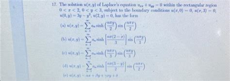 17 The Solution U X Y Of Laplace S Equation Chegg