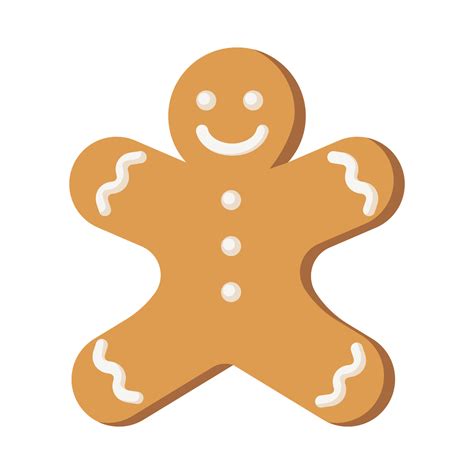 Gingerbread Man Icon Flat Style Traditional Ginger Cookie For Logo