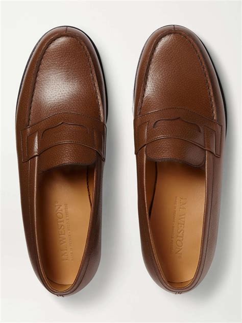 Brown 180 Moccasin Grained Leather Loafers Jm Weston Mr Porter