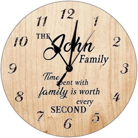 Horloge Murale Ronde Personnalisée Avec Citation Familiale Vintage En