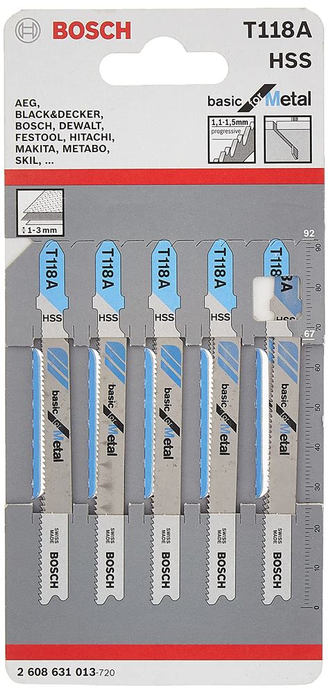 Buy Bosch Professional 5x Jigsaw Blade T 118 A Basic For Metal For