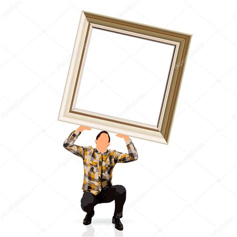 Young man holding a picture frame Stock Vector Image by ©kues #66370815