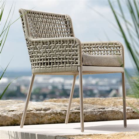 Contemporary Powder Coated Aluminum Rope Outdoor Dining Chair Luxury 5 Star