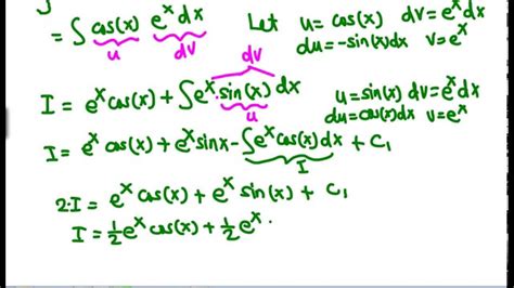 Integration By Parts E X Cos X Video 10 18 Youtube