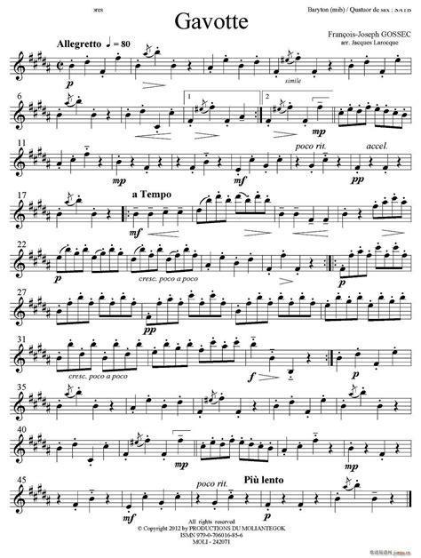 Gavotte（四重奏分谱）简谱gavotte（四重奏分谱）总谱曲谱总谱818简谱曲谱网