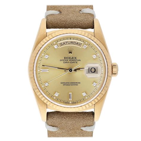 Rolex Day Date 36mm 18238 18K Yellow Gold Watch Fluted Bezel Champagne