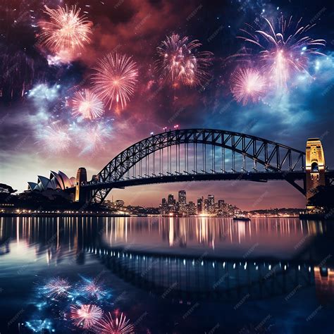 Premium Photo | Fireworks over sydney harbour bridge and sydney harbour ...