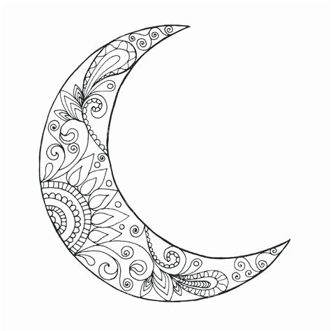 Realistic Moon Pencil Drawing Sketch Coloring Page