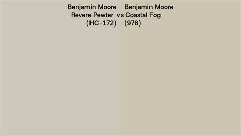 Benjamin Moore Revere Pewter Vs Coastal Fog Side By Side Comparison