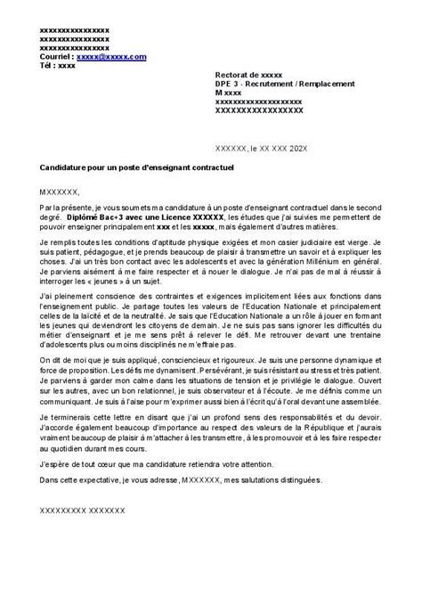 Lettre De Motivation Enseignant Cv Online Curriculum Vitae Aide Word