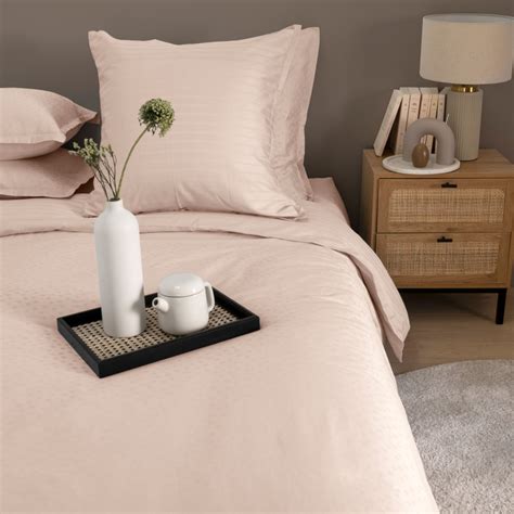 Housse de couette satin de coton jacquard pois et rayures Prestige