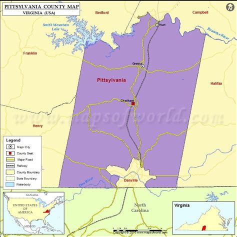 Pittsylvania County Map, Virginia