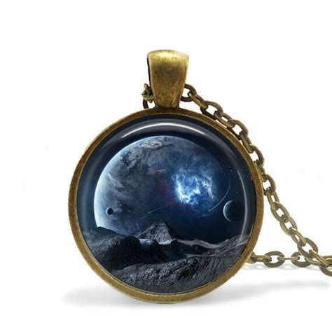 Planet Mars Necklace Outer Space Jewelry Space Necklace Mars Pendant