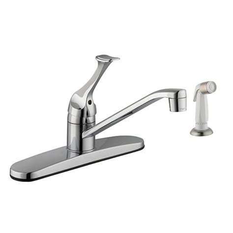 Single Handle Standard Kitchen Faucet With White Side Sprayer In Chrome Nail It Handyman