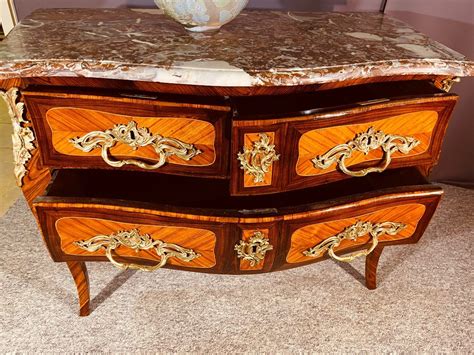 Proantic Louis Xv Commode Curved All Faces Th Century