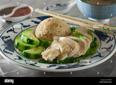 Singapore chicken rice. Hainanese style Stock Photo - Alamy