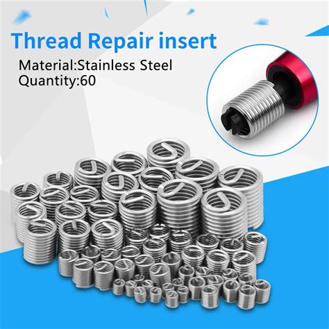 Stainless Steel Thread Repair Insert Kit M3 M4 M5 M6 M8 M10 M12 Wear Resistant Wire Screw Sleeve