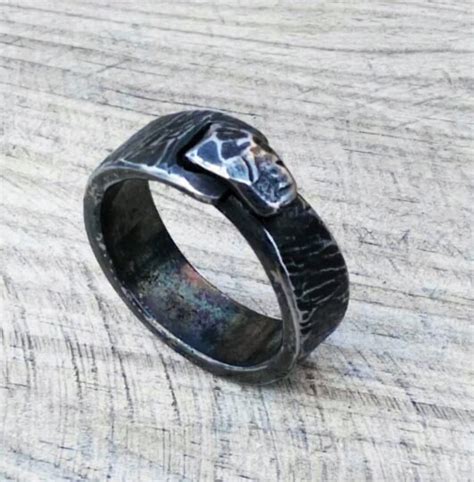 Iron Ring Hammered Ring Hand Forged Ring Etsy