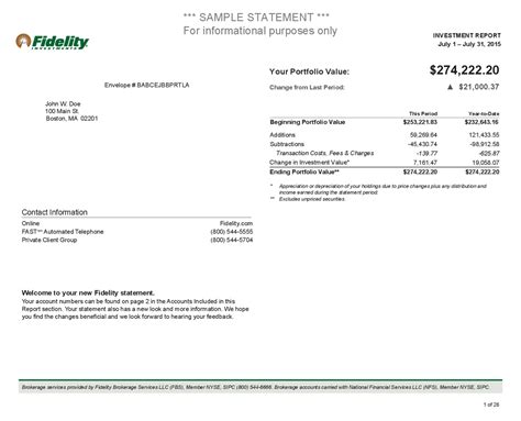 Sample Fidelity Portfolio Account Statement Schemes And Mind Maps