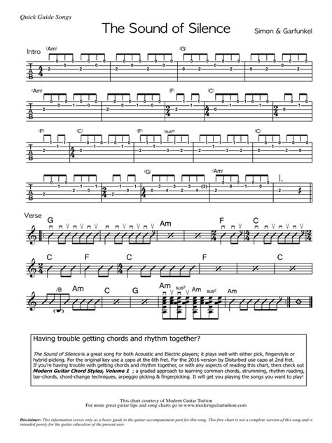 how to play guitar sound of silence