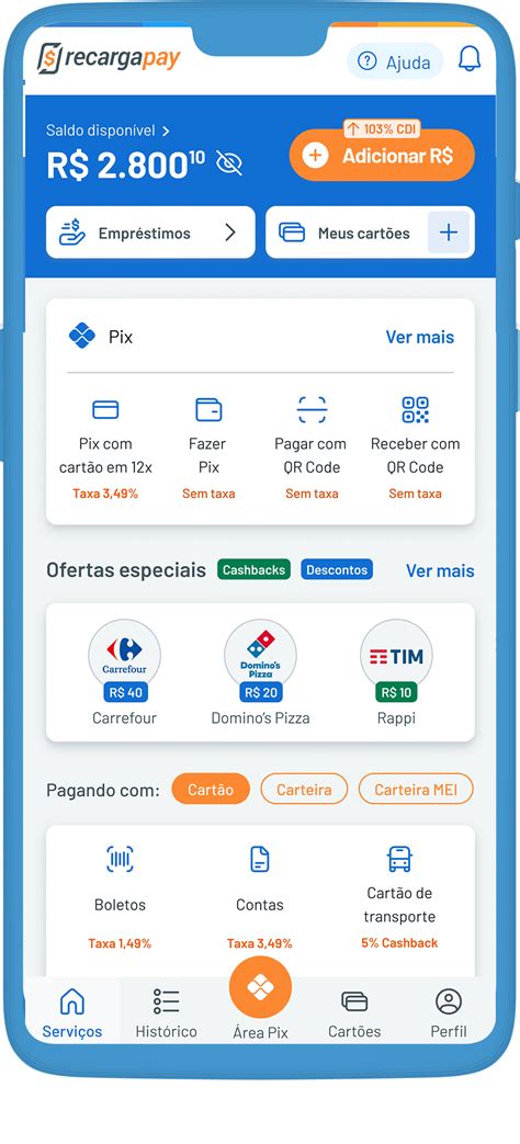 RecargaPay Pix Cartão Crédito Parcelado Pagar Contas e Boletos