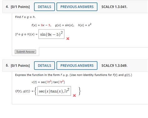 Solved Find F∘g∘h F X 9x−5 G X Sin X H X X2 F∘g∘h X