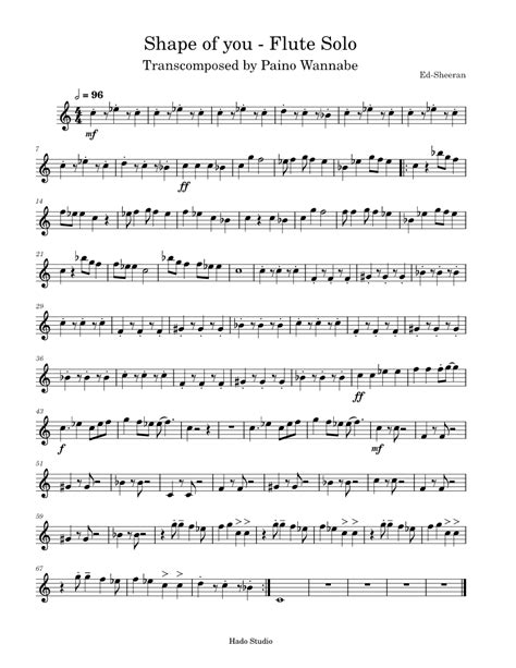 Shape Of You Ed Sheeran Shape Of You Flute Solo Sheet Music For Flute Solo