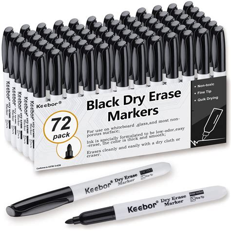 Keebor Basic Low Odor Dry Erase Markers Fine Tip Black Whiteboard