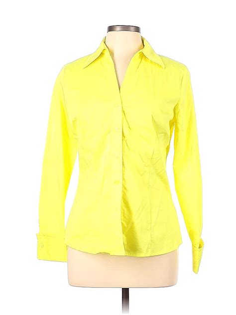 Worthington Yellow Green Long Sleeve Button Down Shirt Size 10 54