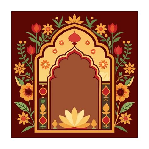 Mughal Garden Frame Vector Illustration Premium Ai Generated Vector