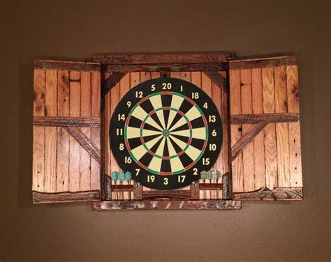 Dartboard Cabinet With Compartment Barn Wood Made To Order Etsy Wood