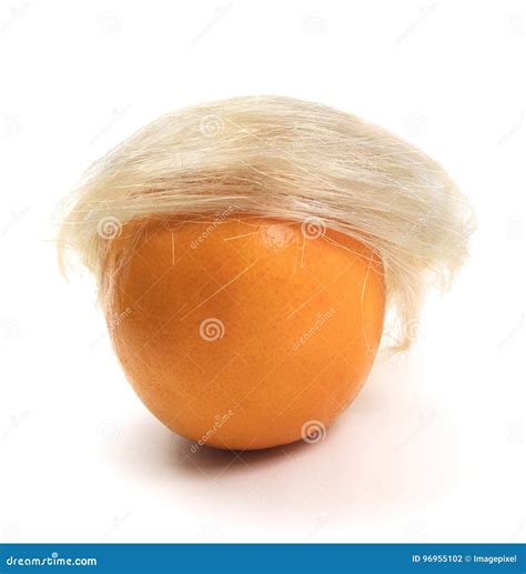 Fruit Orange With Blond Wig Stock Photo Image Of Yellow Humor 96955102