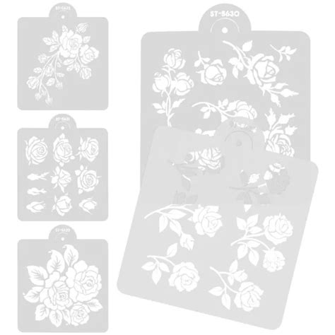 5 Sheets Rose Stencil For Painting Rose Template Flower Spray Stencils