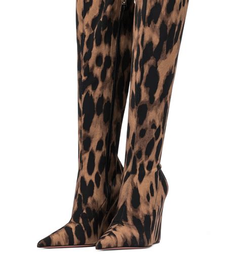 Amina Muaddi Danielle Leopard Print Over The Knee Boots Amina Muaddi