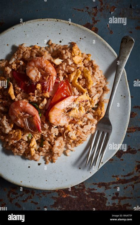 Shrimp Fried Rice Recipe Stock Photo Alamy