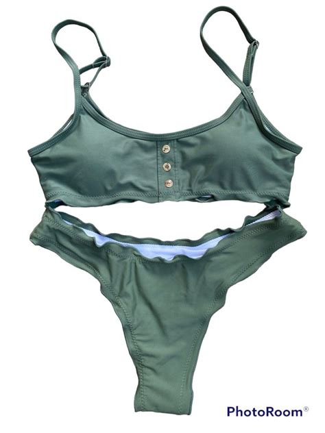 Shein Army Green Bikini S On Carousell