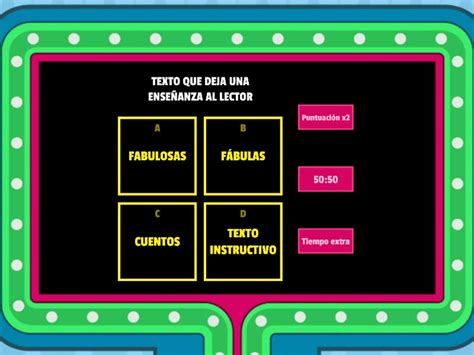 Textos Literarios Y No Literarios Gameshow Quiz