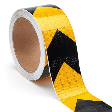 Yellow Black Pvc Material Self Adhesive Reflective Tape Conspicuity Safety Warning Sticker