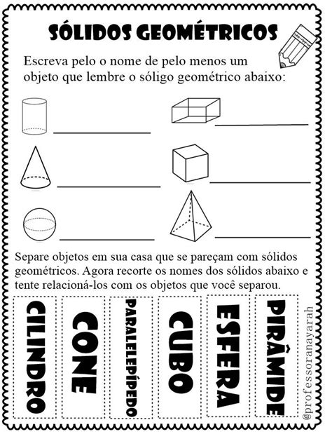 Bel Cardozo Atividade S Lidos Geom Tricos Atividades De Geometria