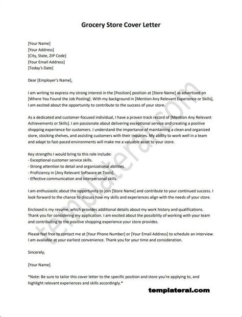 Grocery Store Cover Letter Template In Cover Letter Lettering