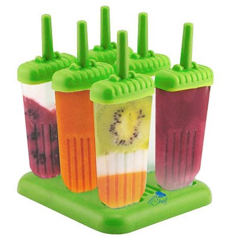 Popsicle Ice Pop Maker Molds 6 Pack Green BPA Free Ice Popsicles Mold ...