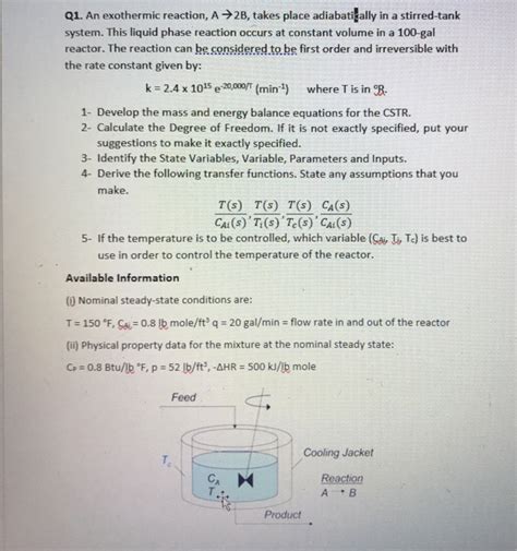 Q An Exothermic Reaction A B Takes Place Chegg