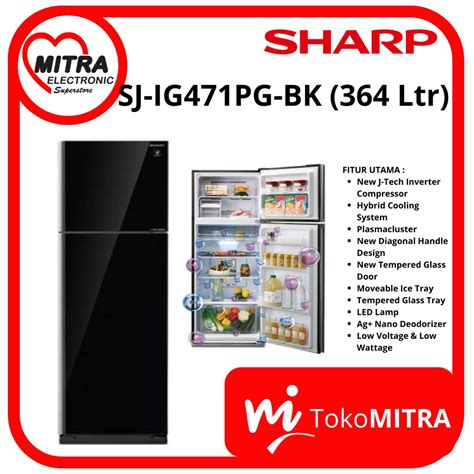 Jual Lemari Es Pintu Sharp Sj Ig Pg Bk Ltr Shopee Indonesia