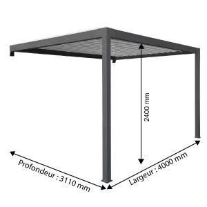 Pergola bioclimatique en aluminium adossée motorisée avec LED Promo